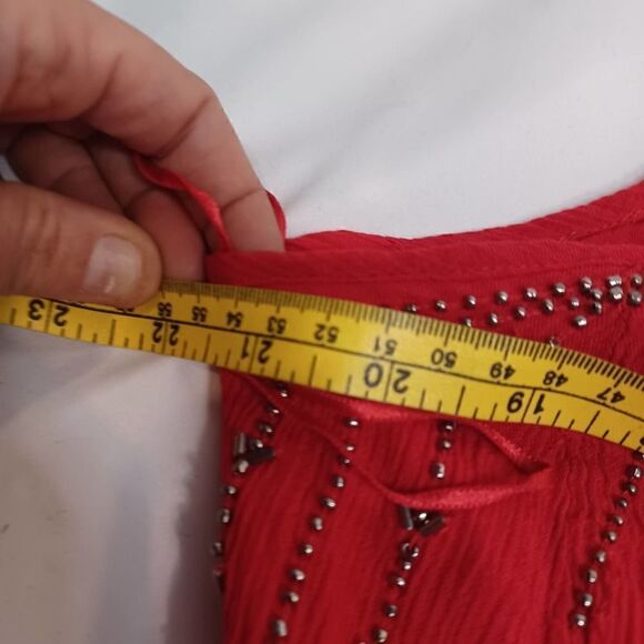 NWT Lost + Wander Boho Hand Beaded Red Swing Dress Crewneck Sleeveless M - Picture 12 of 14